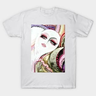 PASTEL  DOLLY GIRL IN THE MOON  GOLD  ART DECO POSTER DESIGN PRINT T-Shirt